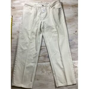 Lands End Ivory Jeans Men's 38x32 Relaxed Fit Business Casual Office